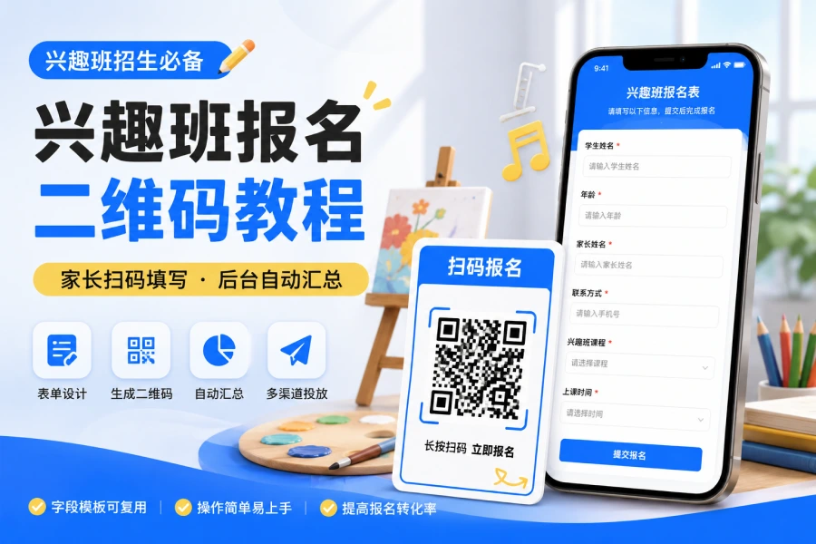 招生季来了：用二维码做兴趣班报名，3步搞定还不用手工录名单