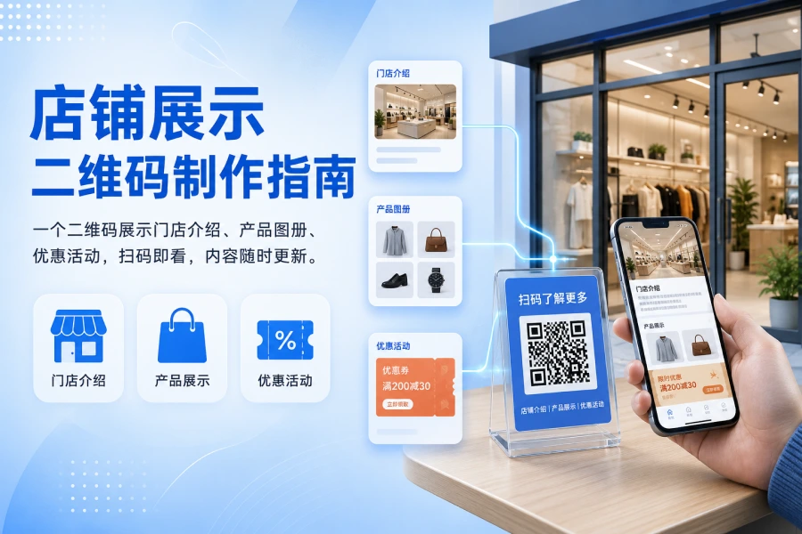 店铺展示二维码怎么弄？用一个码把门店介绍、产品图册、优惠活动全放进去  