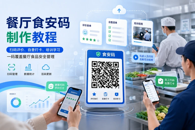 餐饮店食品安全二维码制作教程:顾客扫码评价、员工扫码自查,一个码全搞定